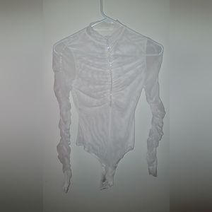 Mesh Sparkly Zipper Bodysuit